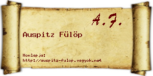 Auspitz Fülöp névjegykártya